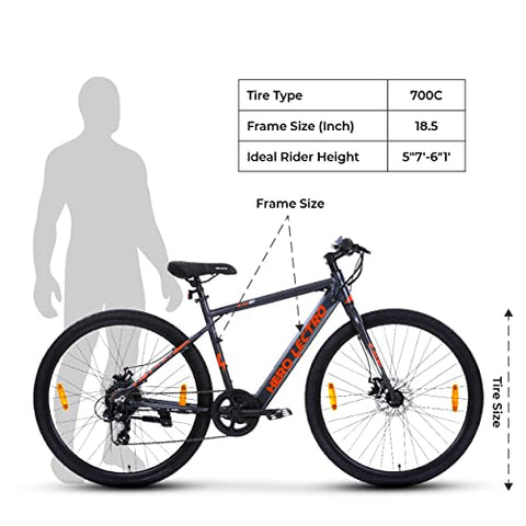 Image of Lectro Unisex-Adult Hero C6E 700C 7S Electric Cycle with 6061 Alloy Frame (Black)