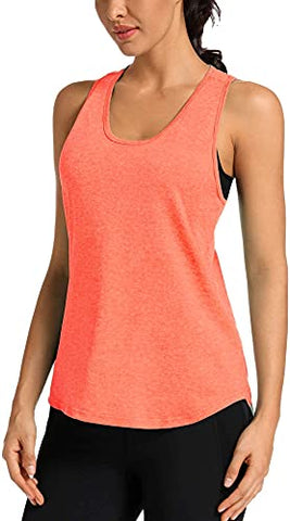 Image of Yoga Shirts for Women Activewear Athletic Sleeveless Gym Tank Tops Open Back Running Sports Workout Tops(Orange XL)