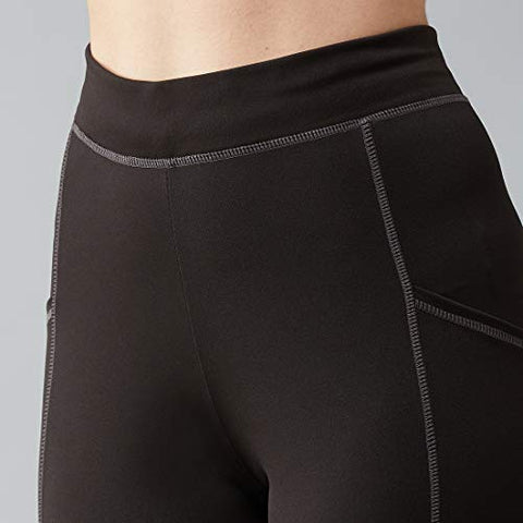 Image of BLINKIN Yoga Gym Workout and Active Sports Fitness Activewear Skinny Fit Leggings & Tights for Women|Girls with Side Pockets(033,Color-Black with Grey Contrast Thread,Size_L)