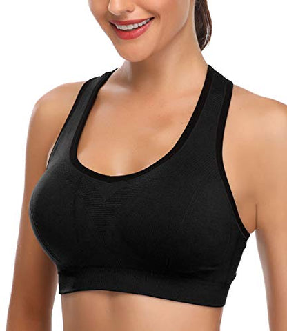 Image of BHRIWRPY Comfortable Push Up Padded Strappy Sports Bras for Women Yoga & Workout Activewear Color Black Size XL