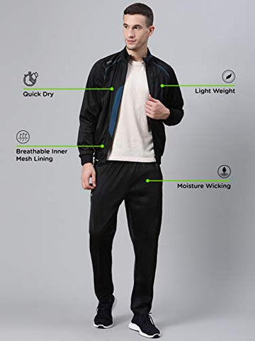 Image of DIDA Black Polyester Athletic Gym Running Sports Tracksuit for Men