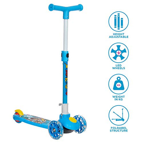 Image of NHR Smart Kick Scooter, 3 Adjustable Height, Foldable,Front Wheel Light & PVC Wheels for Kids (3 to 8 Years ,Blue)