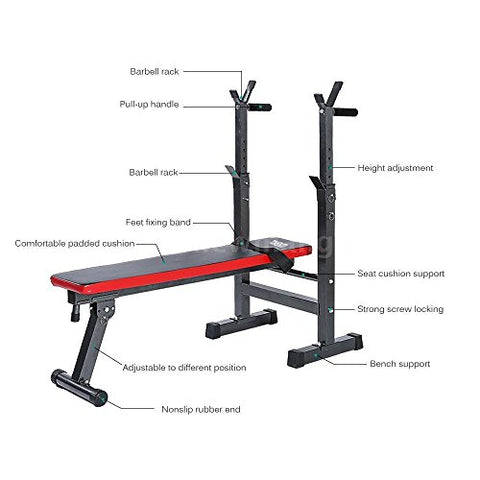 Image of KOBO ADJUSTABLE HOME GYM WEIGHT BENCH PRESS EXERCISE EQUIPMENT SEAT SQUAT STAND DIP