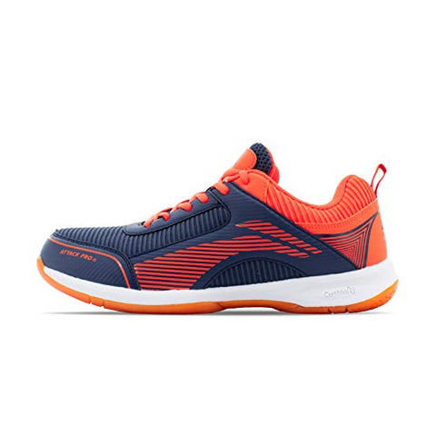 Image of Li-Ning ATTACK PRO II Synthetic Badminton (Non-Marking) Shoes, 2 UK (NAVY/ORANGE)