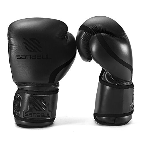 Sanabul Essential Gel Boxing Kickboxing Training Gloves (AllBlack, 12 oz)