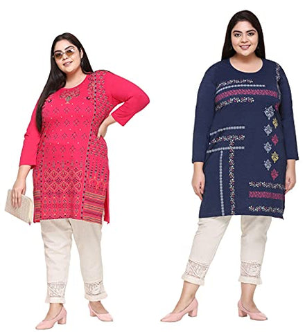 Image of In Love Women's Printed Tshirts(Queen Pink : : Heather Blue,5XL,Pack of 2)