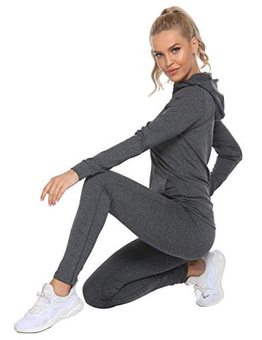 Image of HOTLOOX Activewear Jacket Womens Sportswear Tracksuit Full Zip Running Jogging Athletic Sports Jacket and Pants Set for Ladies (Grey,M)