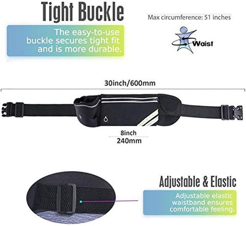 Image of Running Belt Waist Pack with Adjustable Strap&Water Bottle Holder, Slim Fanny Packs for Women,Waterproof Fanny Pack for Men,iPhone Running Holder Cell Phone Belt Pouch Bag for iPhone X/Samsung/LG/Gym