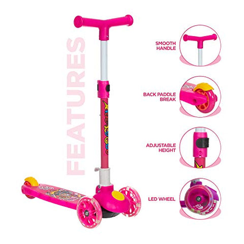 Image of NHR Smart Kick Scooter, 3 Adjustable Height, Foldable,Front Wheel Light & PVC Wheels for Kids (3 to 8 Years ,Pink)