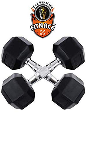 Image of FITNACE Hex Dumbbells 7.5kg X 2 Rubber Coated Hexa Dumbbell 7.5kg Caste Iron, Anti Slip Grip, Hexagonal Dumbbells for Home Gym Professional Strength Training and Weight Lifting & Workout Set