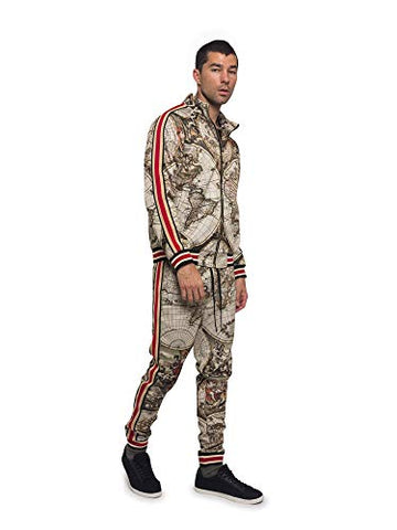 Image of Men's Conquer Track Suits 2 Piece Sweatsuit Set ST573 - Tan - 3X-Large - CC8H