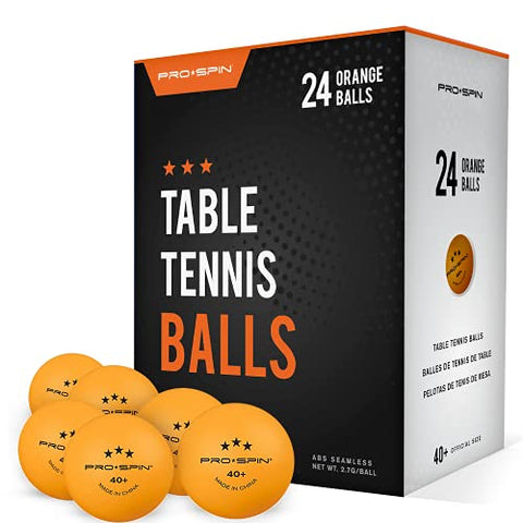 Image of PRO SPIN Ping Pong Balls - Orange 3-Star 40+ Table Tennis Balls (Pack of 24) | High-Performance ABS Training Balls | Ultimate Durability for Indoor/Outdoor Ping Pong Tables, Competitions, Games