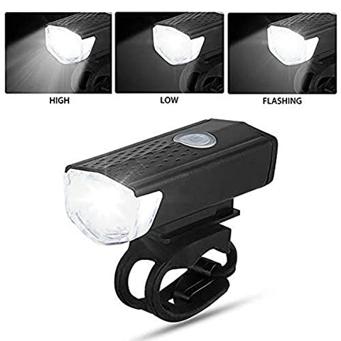 Image of FABSPORTS Aluminum USB Rechargeable LED Bike/Bicycle Light Set, High Bright Front Light and Back Light, 3 Light Modes, Portable, Waterproof Headlamp (Black)