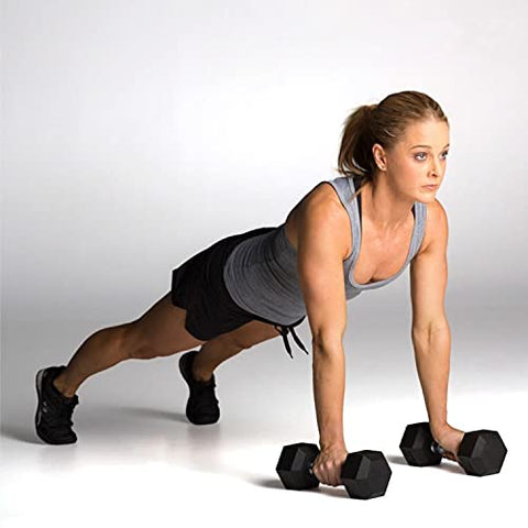 Image of Kore Rubber Coated Professional 7.5 Kg (Set of Two) Hexa Dumbbells Home Gym Exercise Equipment for Men & Women