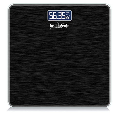 Image of Healthgenie Thick Tempered Glass Lcd Display Digital Weighing Machine , Weight Machine For Human Body Digital Weighing Scale, Weight Scale, with 2 Year Warranty & Batteries Included (Brushed Black)