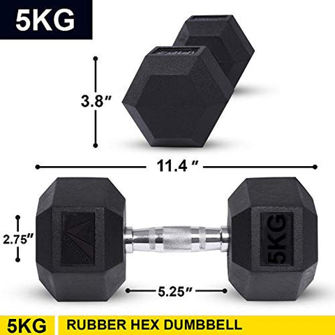 Image of Verified Rubber Coated Professional Hex Dumbbell Set (2.5Kg,5Kg,7.5Kg,10Kg,12.5Kg,15Kg,20Kg,25Kg) (5)
