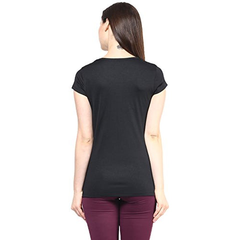 Image of berge' Ladies Polyester Dry Fit Western Shirts & Tshirts for Women, Quick Drying & Breathable Fabric, Gym Wear Tees & Workout Tops (Black Colour) XXL