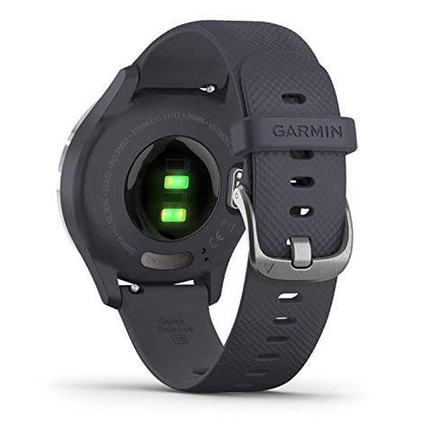 Image of Garmin vívomove 3S, Hybrid Smartwatch with Real Watch Hands and Hidden Touchscreen Display, Silver with Granite Blue Case and Band, Grey