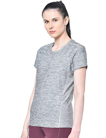 Image of CHKOKKO Round Neck Half Sleeve Yoga Sports Dryfit Active Wear Gym Tshirt for Women Grey XL