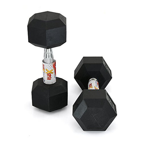 Image of RUBX Rubber Coated Professional Exercise Hex Dumbbells (Pack of Two) (2.5)
