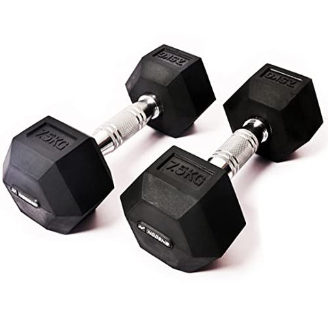 Image of Nodens Rubber Coated Professional Exercise Hex Dumbbells (Pack of 2) (7.5)