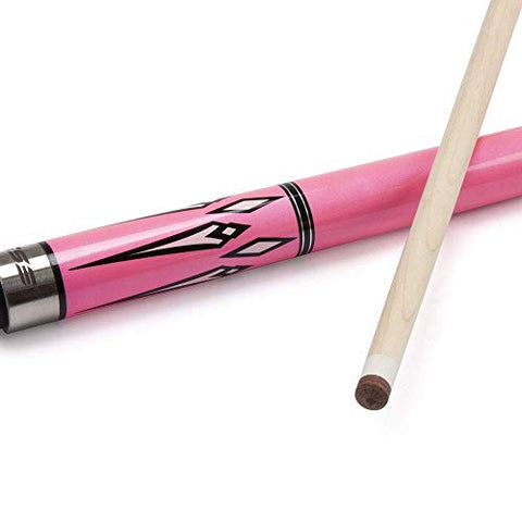 Image of GSE Games & Sports Expert 58-Inch 2-Piece Hardwood Canadian Maple Billiard Pool Cue Stick with Metallic Paint Finish (4 Colors, 18-21oz) (Pink - 21oz)