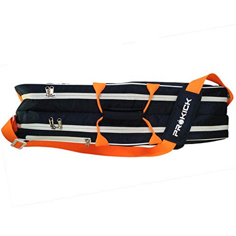 Image of Prokick Neon Series 900D Polyester Nylon Badminton Kitbag with Double Zipper Compartments - Navy/Neon Orange