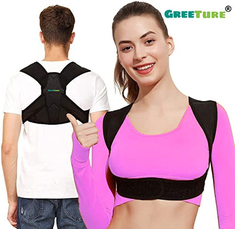 Image of GREETURE Posture Corrector for Women and Men, Adjustable Upper Back Brace, Breathable Back Support straightener, Providing Pain Relief from Neck, Shoulder, and Clavicle, Back Straight Belt (Free Size)