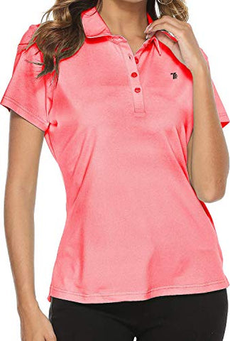 Image of Womens Golf Polo Shirts Short Sleeve Ladies Golf Apparel Moisture Wicking Womans Tennis Golf Tops