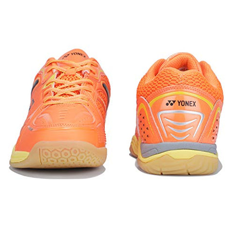 Image of YONEX AEROCOMFORT 3 Non Marking Badminton Shoes | Ideal for Badminton,Squash,Table Tennis,Volleyball | Non-Marking Sole | Tru Cushion Ergo Shape | Hexagrip |Orange Yellow |UK 8