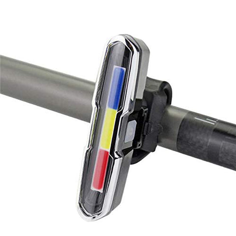 Image of Dark Horse® Bicycle New Tail Light with 3 Colors Red, Blue & White LED Light 6 Mode USB Rechargeable