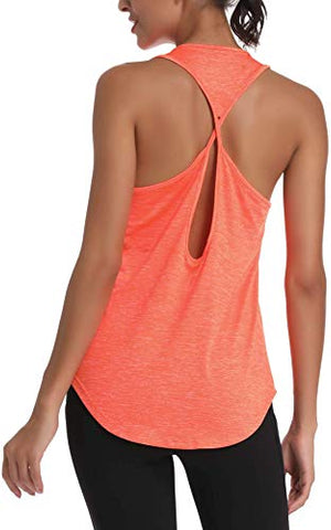 Image of Yoga Shirts for Women Activewear Athletic Sleeveless Gym Tank Tops Open Back Running Sports Workout Tops(Orange XL)