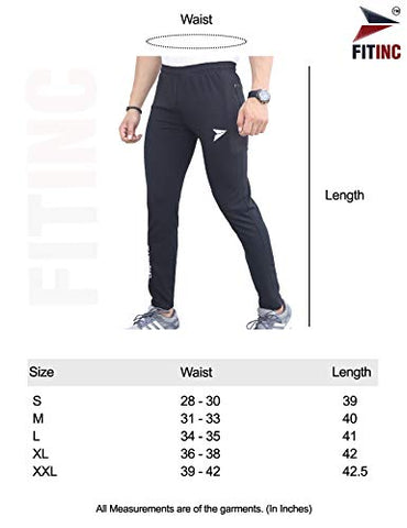 Image of FITINC Dobby Lycra Stylish Black Trackpant for Men with Two Side Zipper Pockets – Stretchable, Comfortable & Absorbent Slim Fit Track Pants for Gym Workout and Casual Wear