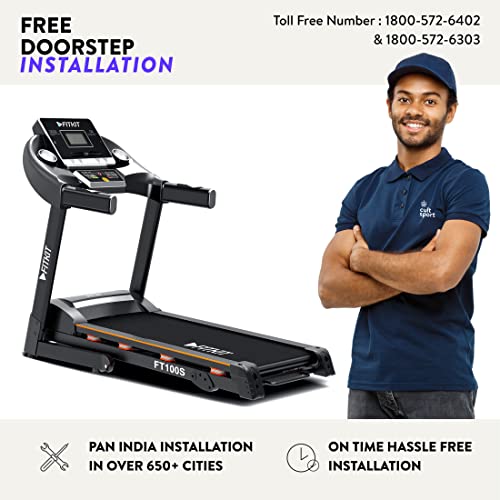 Fitkit FT100S (3.25HP Peak) Motorized Treadmill with Free Home Installation, 1 Year Warranty and Trainer Led Sessions by Cult.Sport