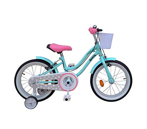 Image of Beetle Bubblegum, 16T, Kids Bike for 5-7 Year olds, Single Speed Cycle with Front Basket and Support Wheels, Height: 3 feet to 4 feet, Blue.