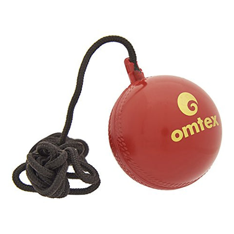 Image of Omtex Cricket Ball Hanging and Knocking Ball with Cord for Batting Practice Size:5.5 Diameter 2.5 Cms