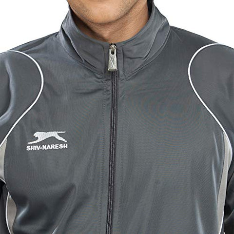 Image of SHIV NARESH Polyester Tracksuit (X-Large, Dark Grey/Light Grey/White)