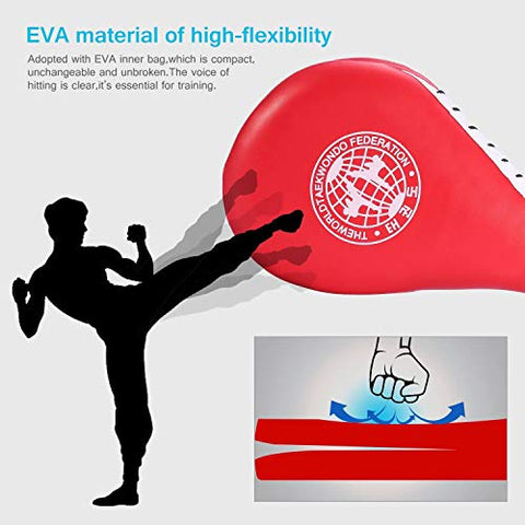Image of ELECTOMANIA PU Bamboo Board Taekwondo Kick Pad, Striking Pads Karate Kickboxing MMA Practice Double Kicking Paddle Martial Arts Equipment Punch Pads (Red)