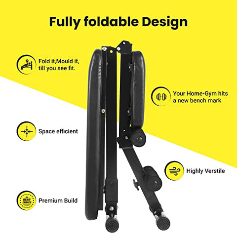 Image of The Cube Club Adjustable & Foldable Gym Bench - Limit: 150kg | Incline, Decline, and Flat | Bench Press for Home Gym | Chest Workout Equipment | Strength Training Equipment (Standard)