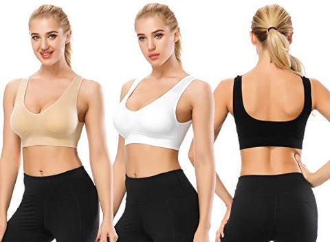 Image of TOBWIZU Sports Bras for Women,Seamless Sleep Bra with Removable Pads Yoga Gym Activity Everyday Wear
