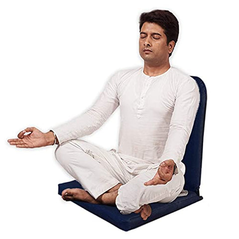 Image of Kawachi Right Angle Back Support Portable Relaxing Folding Yoga Meditation Chair (Darkblue)