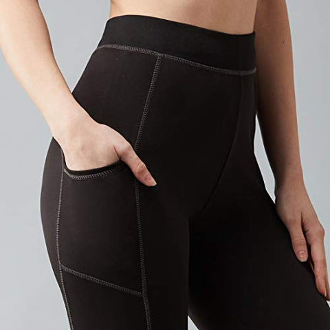 Image of BLINKIN Yoga Gym Workout and Active Sports Fitness Activewear 3/4th Skinny Fit Capri Tights for Women|Girls with Side Pockets(015,Black with Grey Contrast Thread,Size_L)