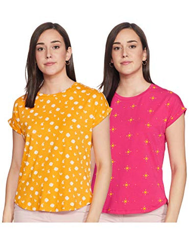 Image of Amazon Brand - Myx Women's Loose T-Shirt (PAG 103_Mustard and Rasperry XXX-Large)