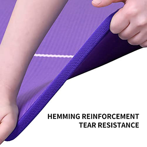 Image of NBR Yoga Mat 1830×660×10 mm - PURPLE PROIRON Pilates Mat Edge Protection Non-Slip Yoga Mat Exercise Extra Thick Foam Mat Fitness Workout Mats Home Gym with Carrying Strap