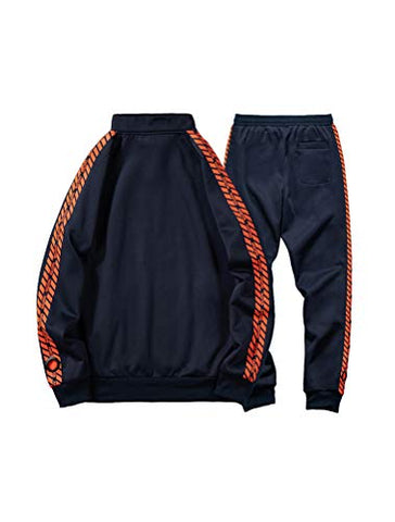 Image of PASOK Men's Casual Tracksuit Set Full Zip 2 Pieces Jogging Athletic Sweat Suits Style 1 Blue XL