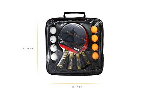 Image of Ping Pong Paddle Set of 4 - Table Tennis Racket for Indoor and Outdoor - Portable Ping Pong Paddles and Balls - Professional Rackets for Table Top Tennis - Ping Pong Accessories for All Levels