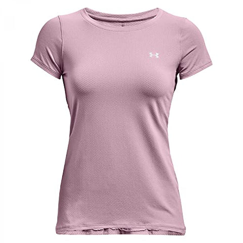 Image of Under Armour Women's HeatGear Armour Short-Sleeve T-Shirt , Mauve Pink (698)/Metallic Silver, Small