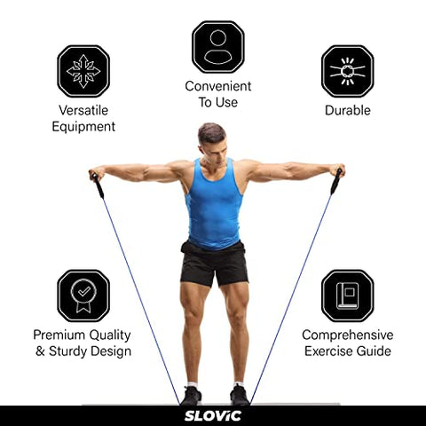 Image of SLOVIC Resistance Tube/Band with Sturdy Handles, Door Anchor for Men and Women with Extensive Guide Containing 30 Plus Exercises | 3 Years Warranty