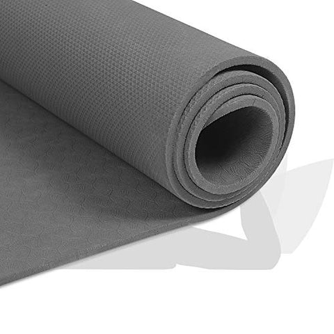 Image of VIFITKIT® Yoga Mat Anti Skid EVA Yoga mat with Carrying Strap for Gym Workout and Flooring Exercise Long Size Yoga Mate for Men Women… (Grey, 4mm)