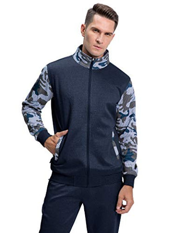 Image of MAGNIVIT Men's 2 Piece Tracksuit Set Athletic Sports Casual Full Zip Active wear Blue